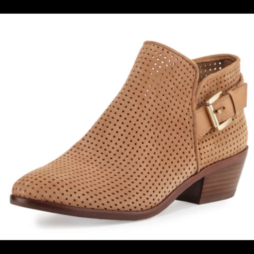 Sam Edelman Paula Perforated Suede Bootie Tan Size 10
